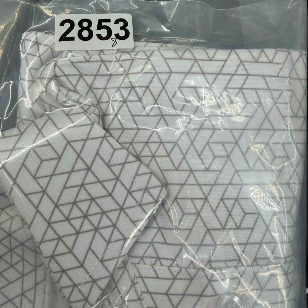New Collars and Co Mens Original Dress Collar SS Polo Shirt Small White/Gray Geo - Picture 8 of 8